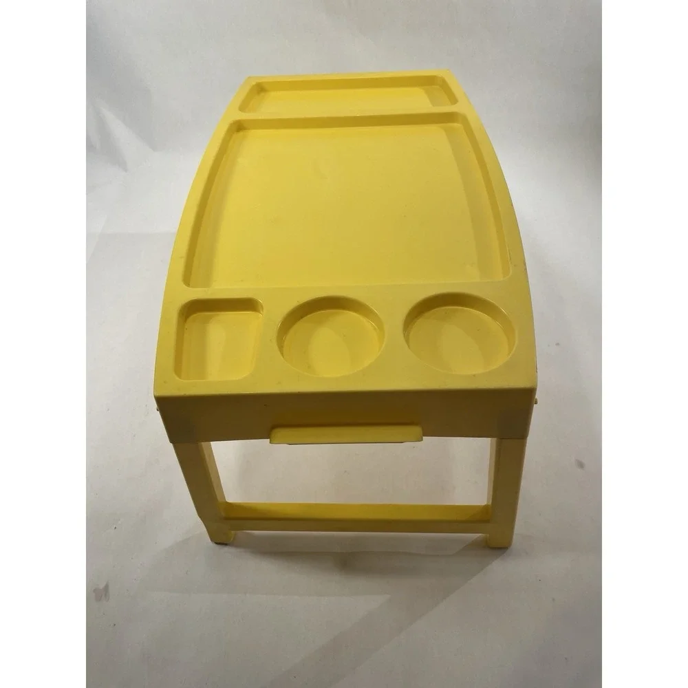 1970s Frem Corp USA Yellow Sectioned Plastic Folding Breakfast in Bed Tray MCM